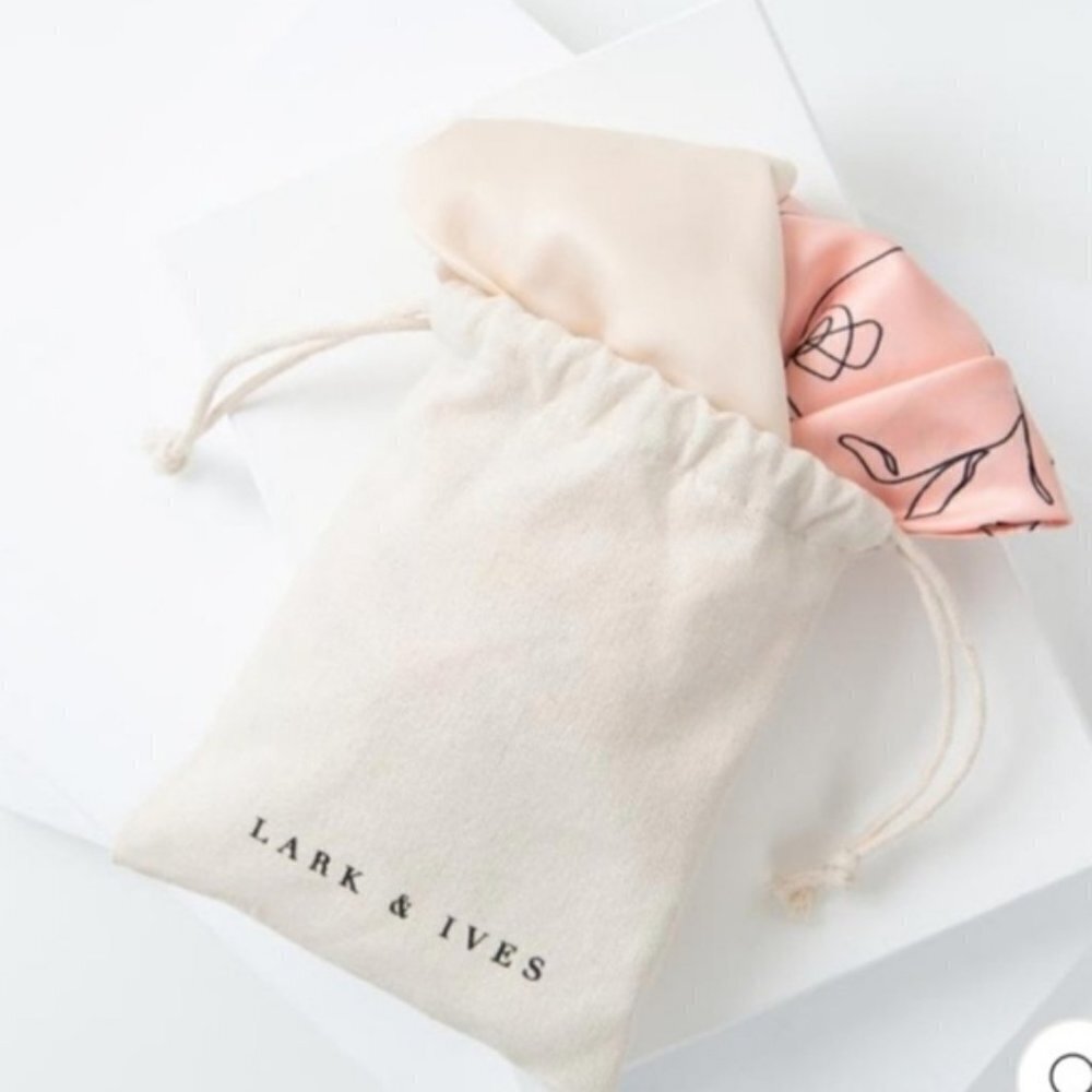 New Lark & Ives Minimalist 2 Hair Scarf Bundle Set Floral Pink Cream
